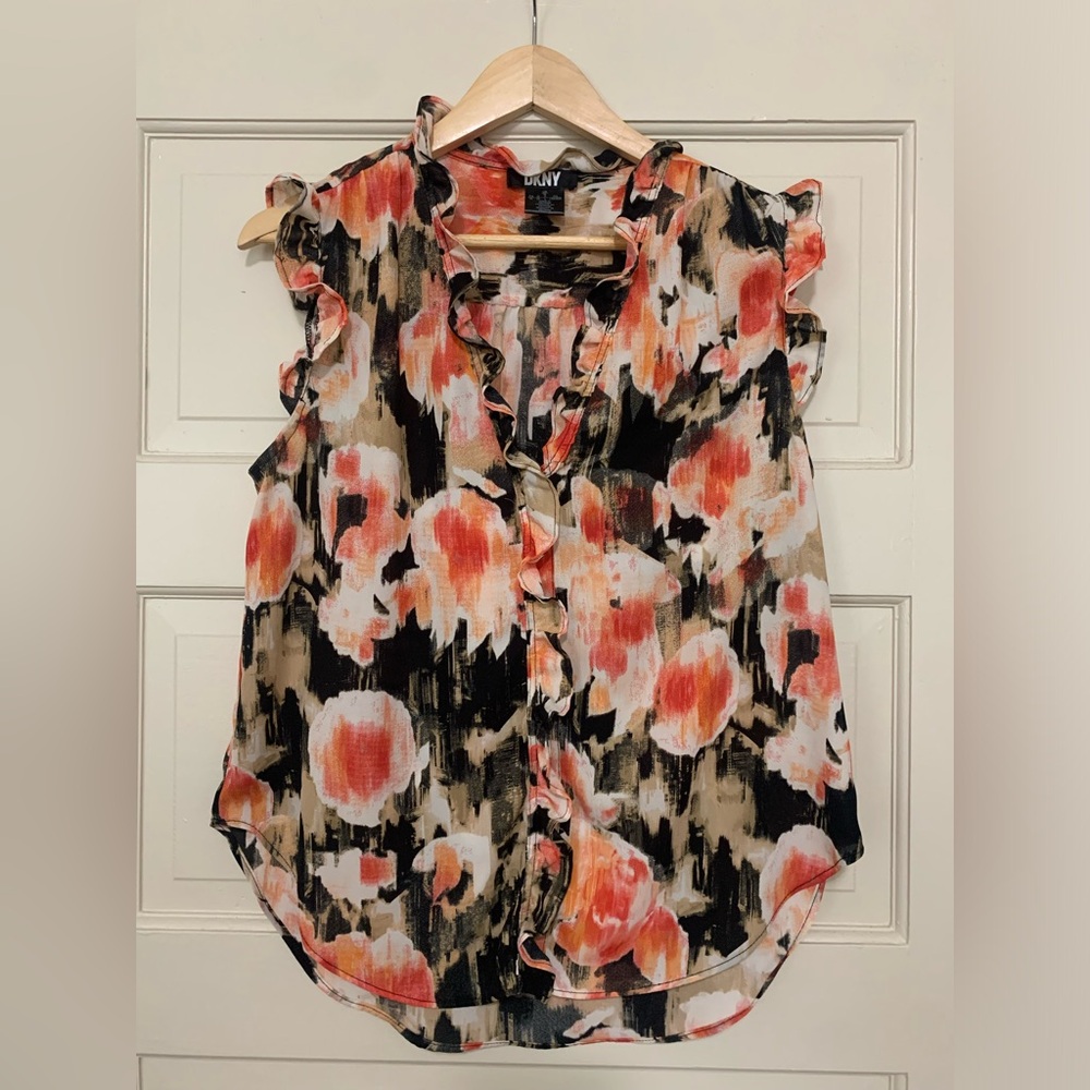 NWOT DKNY Floral Blouse!